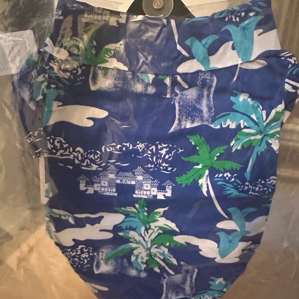 Dog Hawaiian Camp Shirt - Ocean Blue Palms - NWT 🌴🐾